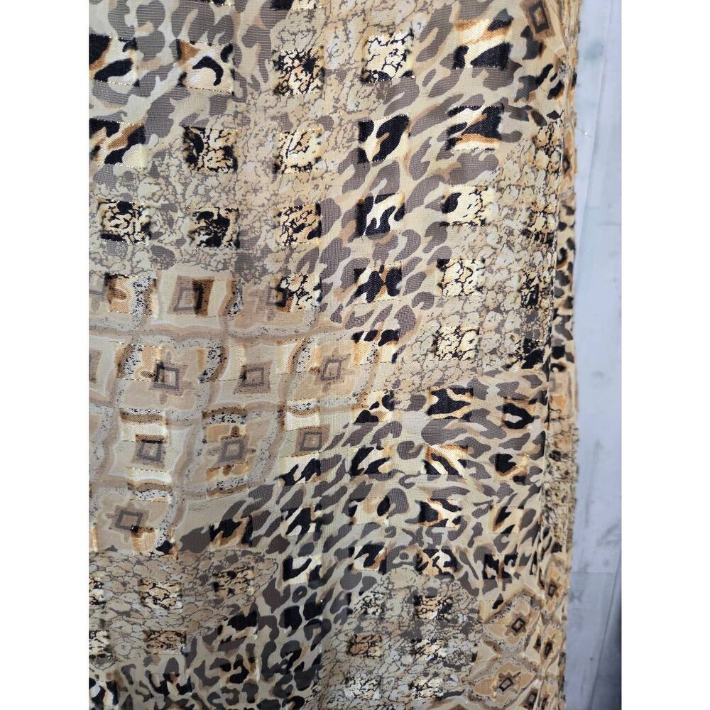 VTG Dotti Sheer Gold Cheetah Leopard Geometric Print Shift Dress Sz. M - Picture 11 of 11